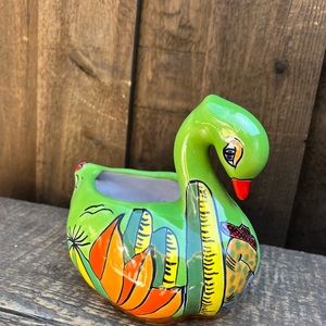 Mexican Talavera Swan cactus planter, Pottery.